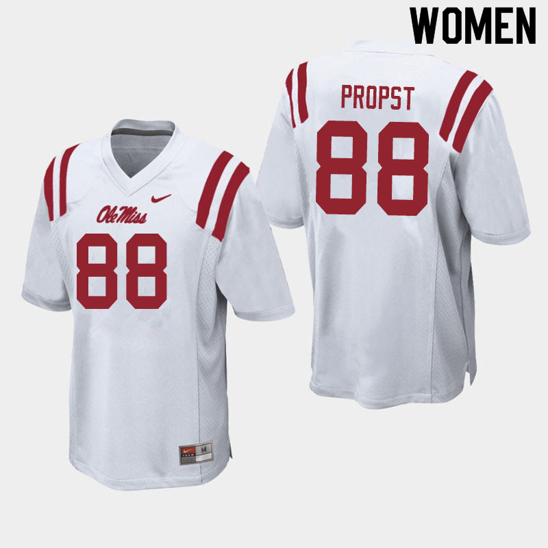 Women #88 Jack Propst Ole Miss Rebels College Football Jerseys Sale-White